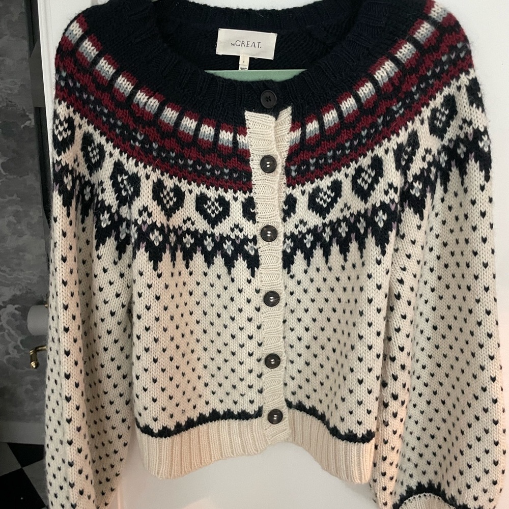 The Great Heart Fair Isle Alpaca Blend Cardigan - Size 2